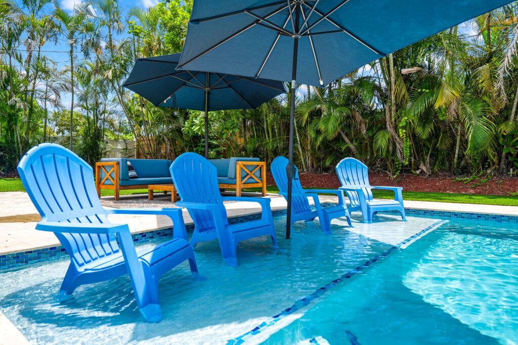 Beach Chairs in Pool Area at Enchanted Palms Villa